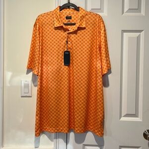 Greg Norman Collection Orange Geometric Polo Shirt